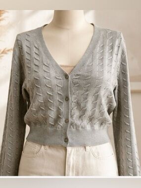 Forever 21 Textured
Gray Cardigan Sweater
Button Front
Size Large NWT